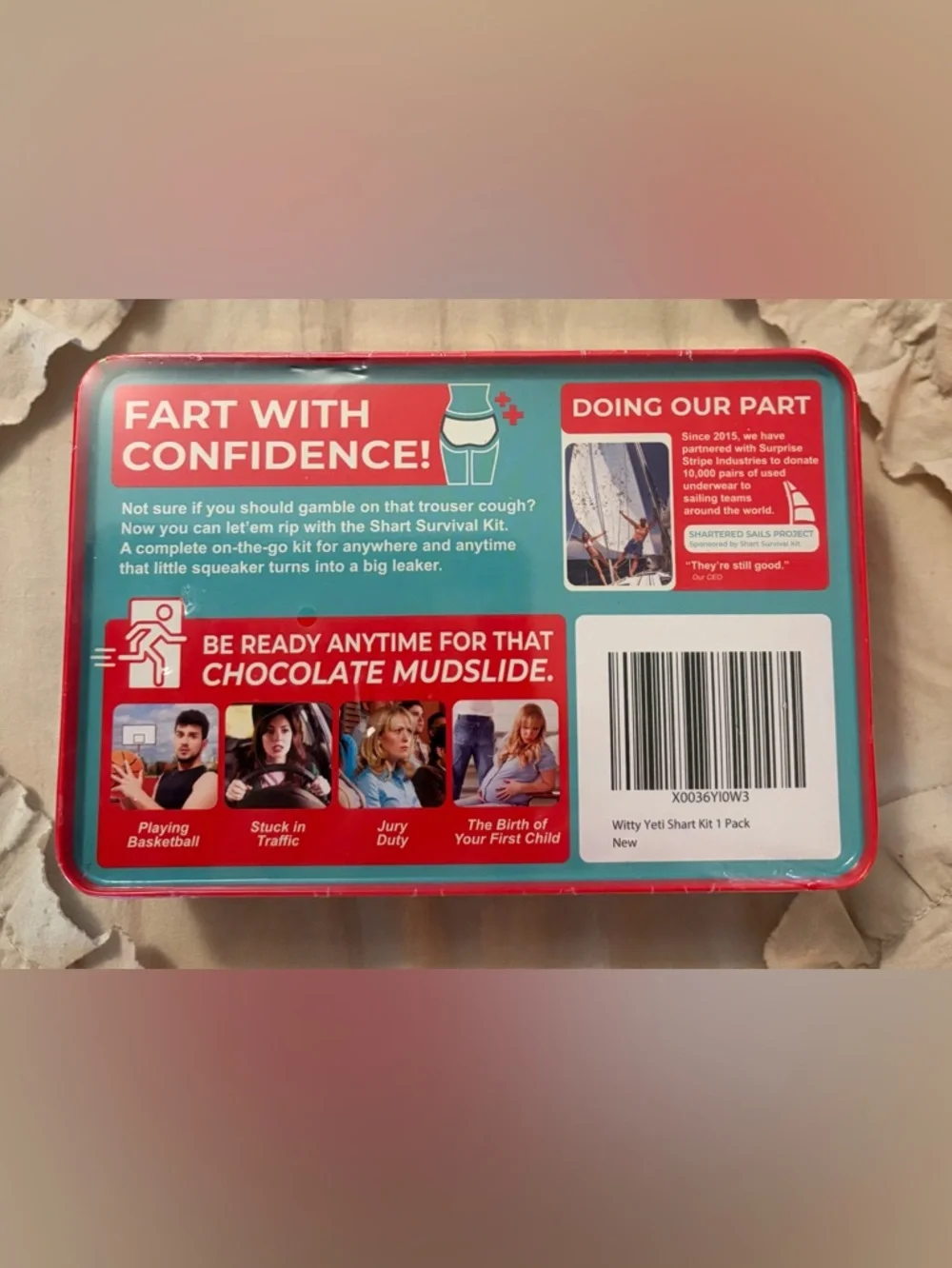 Shart Survival Kit NWT Emergency Clean-Up Pack in White and Red Gag Gift - Picture 2 of 3